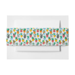 Cats in the flowerpots invitation belly band