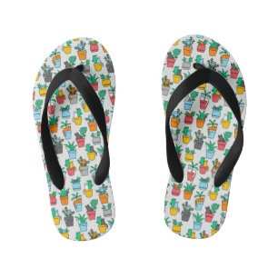 Cats in the flowerpots kid's flip flops