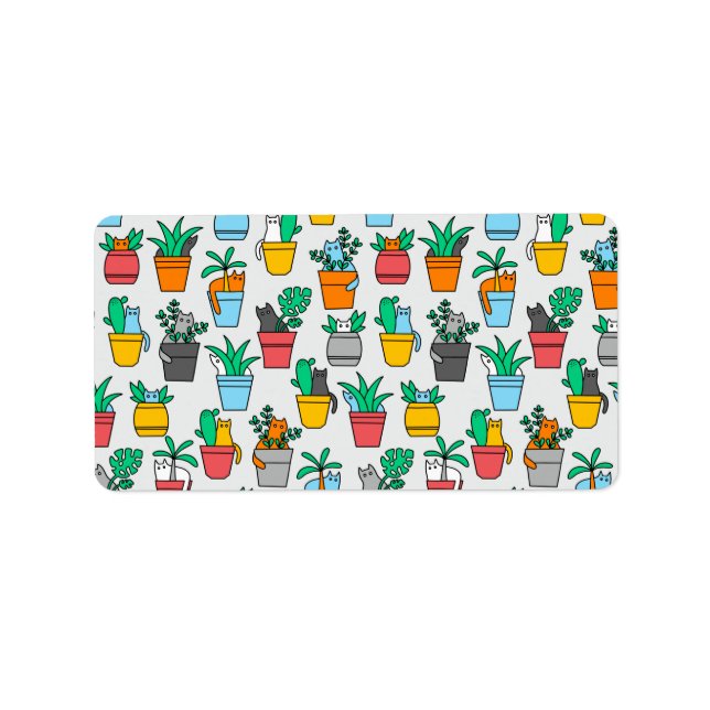 Cats in the flowerpots label (Front)