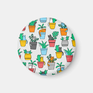 Cats in the flowerpots magnet