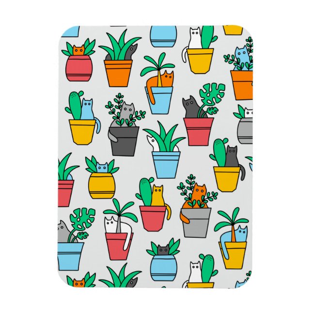 Cats in the flowerpots magnet (Vertical)
