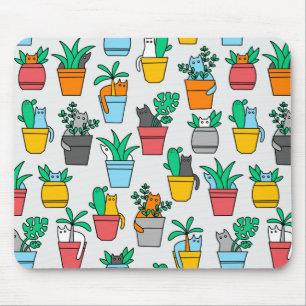 Cats in the flowerpots mouse mat