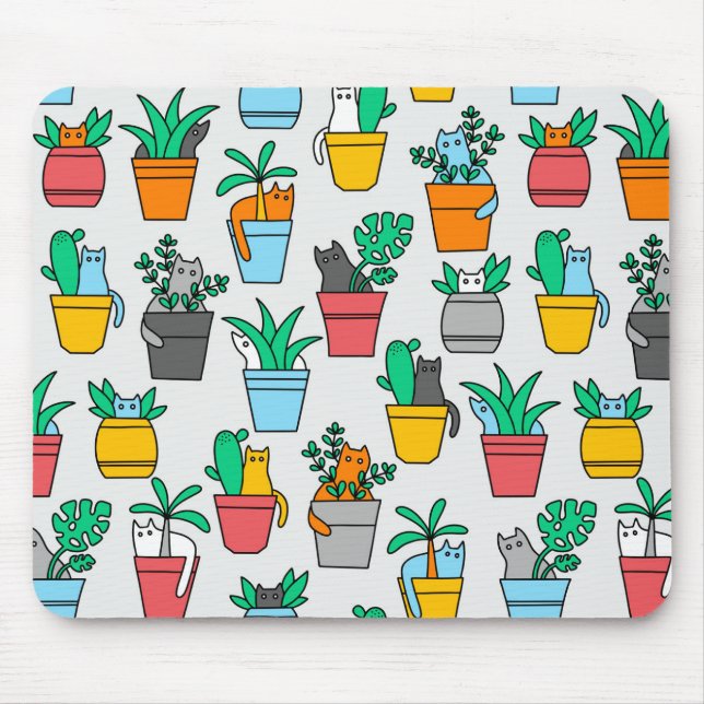 Cats in the flowerpots mouse mat (Front)