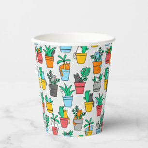 Cats in the flowerpots paper cups