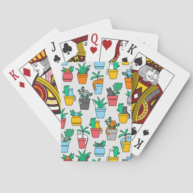 Cats in the flowerpots playing cards (Back)