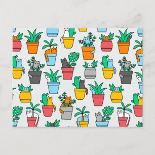 Cats in the flowerpots postcard