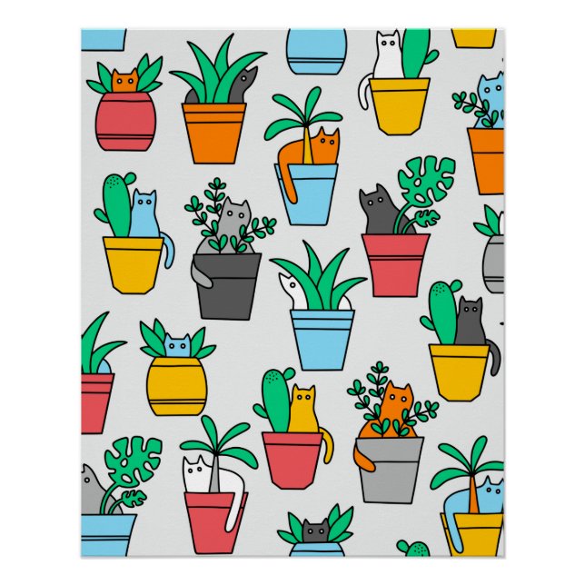 Cats in the flowerpots poster (Front)