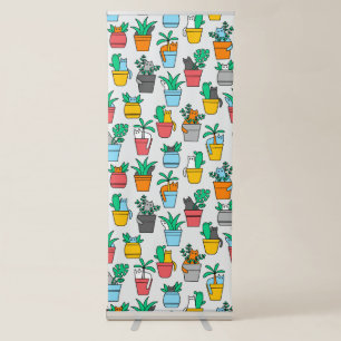 Cats in the flowerpots retractable banner