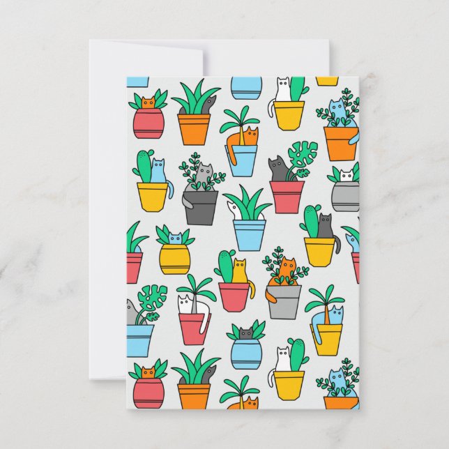 Cats in the flowerpots thank you card (Front)