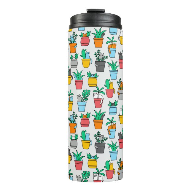 Cats in the flowerpots thermal tumbler (Front)