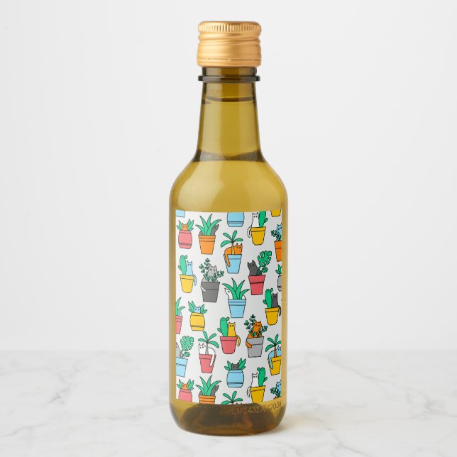 Cats in the flowerpots wine label (Front)