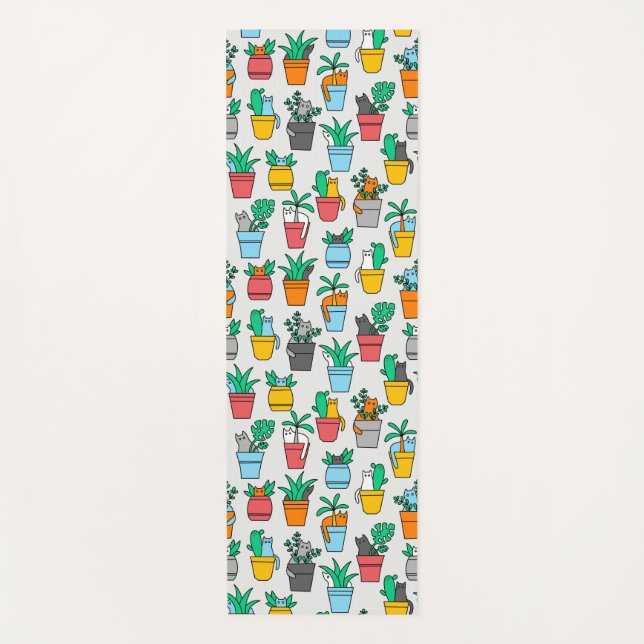 Cats in the flowerpots yoga mat (Front)