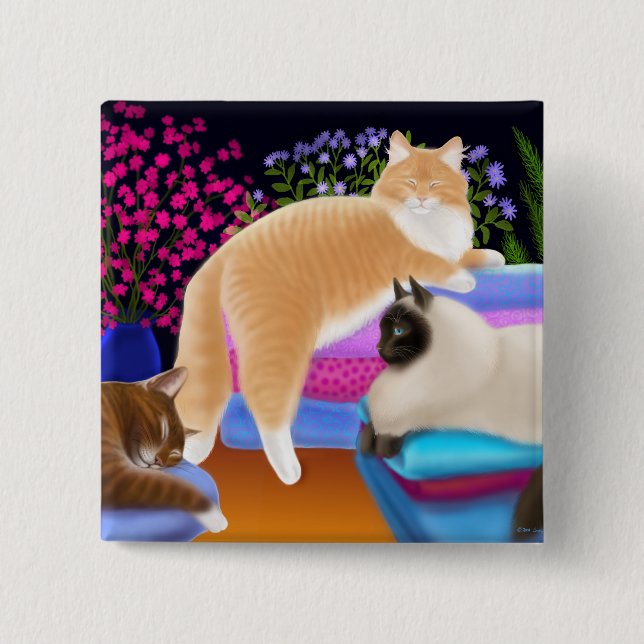 Cats in the Freshly Folded Laundry Pin (Front)