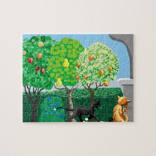 cats in the garden jigsaw puzzle (Horizontal)