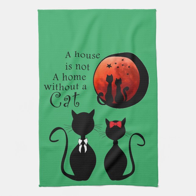 Cats in the home  tea towel (Vertical)