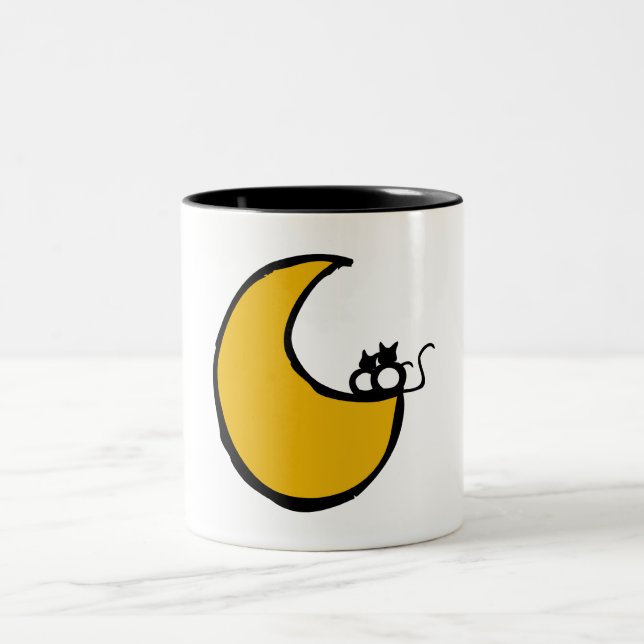 Cats in the Moon Two-Tone Coffee Mug (Center)