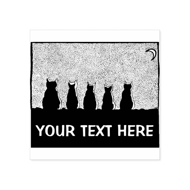  Cats in the Moonlight  Rubber Stamp  (Imprint)