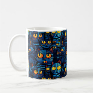 Cats In The Night Whimsical Art Coffee Mug