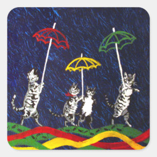 Cats in the Rain Square Sticker