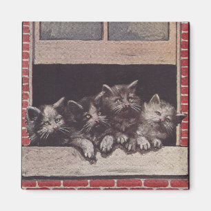 Cats in the Window Vintage Magnet