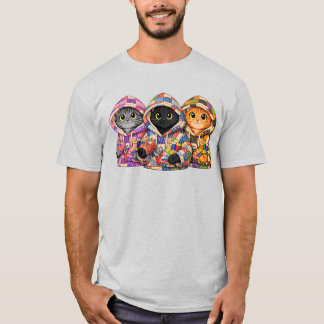 Cats in upcycled quilt hoodies TShirt