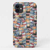 Cats in Winter Scarves & Hats Pattern