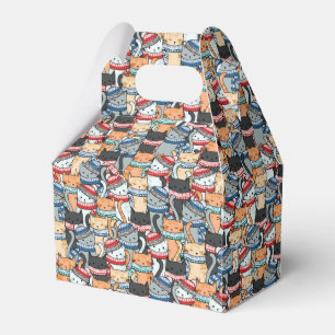 Cats in Winter Scarves & Hats Pattern Favour Box