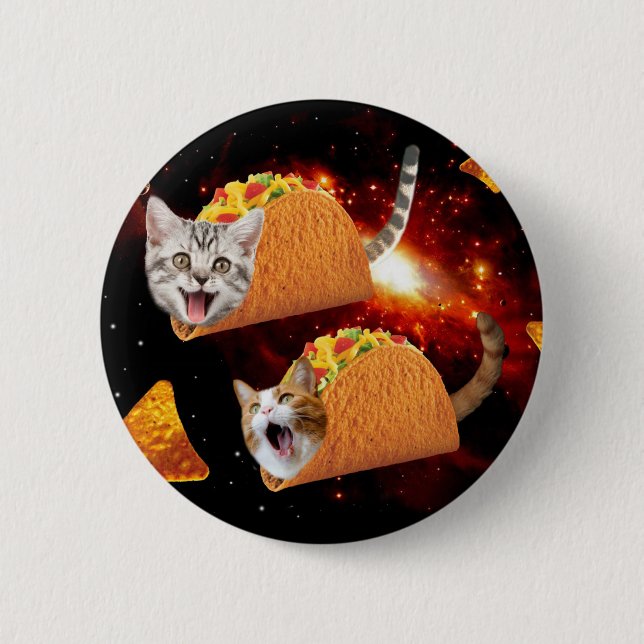 Cats inside space tacos 6 cm round badge (Front)