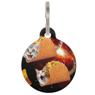 Cats inside space tacos pet tag