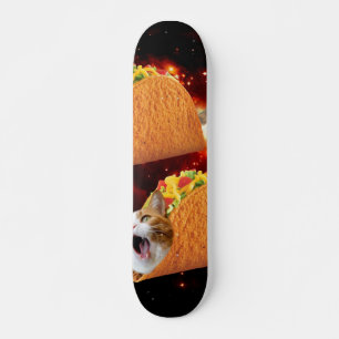 Cats inside space tacos skateboard