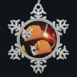 Cats inside space tacos snowflake pewter christmas ornament<br><div class="desc">cat cats kitten kittens,  feline animal galaxy cool , funny space taco tacos,  cosmos pet cute burrito,  bengal universe meow,  meme adorable lolcats , orange mexican lol , humour cat cats kitten,  kittens feline animal</div>