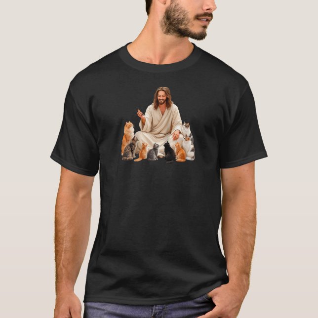 Cats Jesus Christ Tee Kitty Lover Bible Reader Chr (Front)