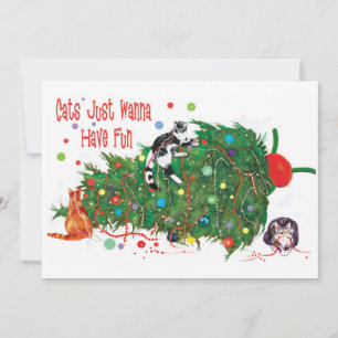 Cats Just Wanna Have Fun Christmas Card by artist