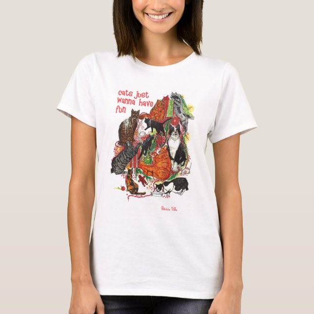 Cats Just Wanna Have Fun Christmas Women's T-Shirt (Front)