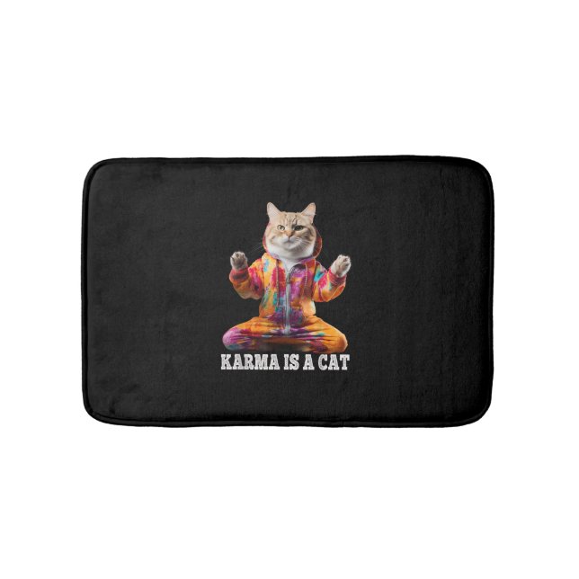 Cats , Karma is a cat, Yoga sports cat Bath Mat (Front)