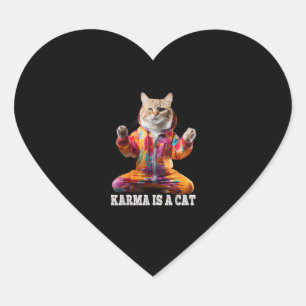 Cats , Karma is a cat, Yoga sports cat Heart Sticker