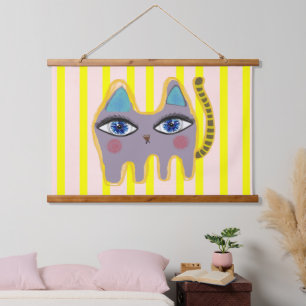 CATS KATZE YELLOW AND PINK pop popsicle ice lolly Hanging Tapestry