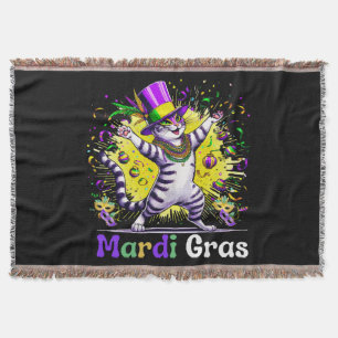 Cats Kitten Kitty Mardi Gras Festival Party Throw Blanket