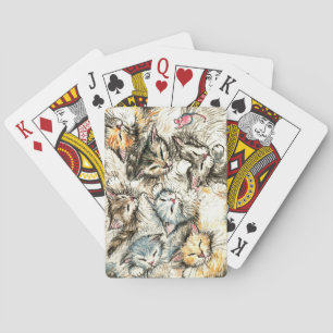 Cats, kittens and pink mouse toy playing cards