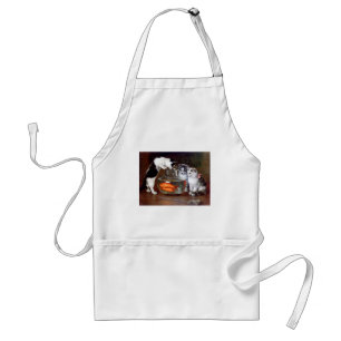 Cats Kittens Fishing in a Fish Bowl painting Standard Apron
