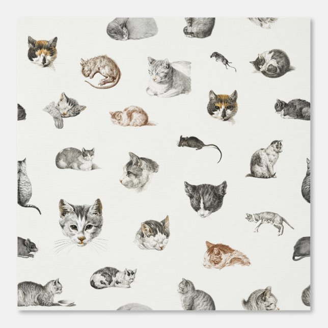 Cats Kittens Mice Cat Lady Chinoiserie Toile Wallpaper (Front)