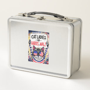 Cats Ladies for Harris Walz  Metal Lunch Box