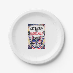 Cats Ladies for Harris Walz Paper Plate