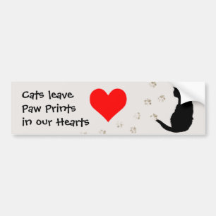 Cats leave paw-prints in our hearts bumper sticker