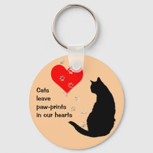Cats leave paw-prints in our hearts key ring