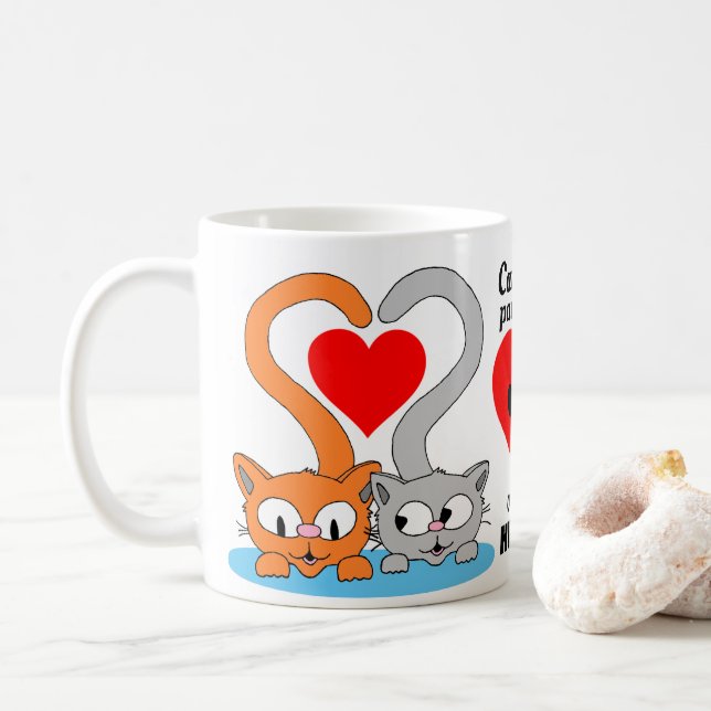 Cats Leave Paw Prints on our HEARTS Cute Cats Coffee Mug (With Donut)