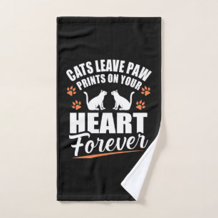 Cats Leave Paw Prints On Your Heart Hand Towel