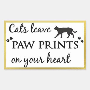 Cats Leave Paw Prints On Your Heart Rectangular Sticker