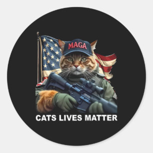 Cats Lives President Political For Vance Trump 202 Classic Round Sticker