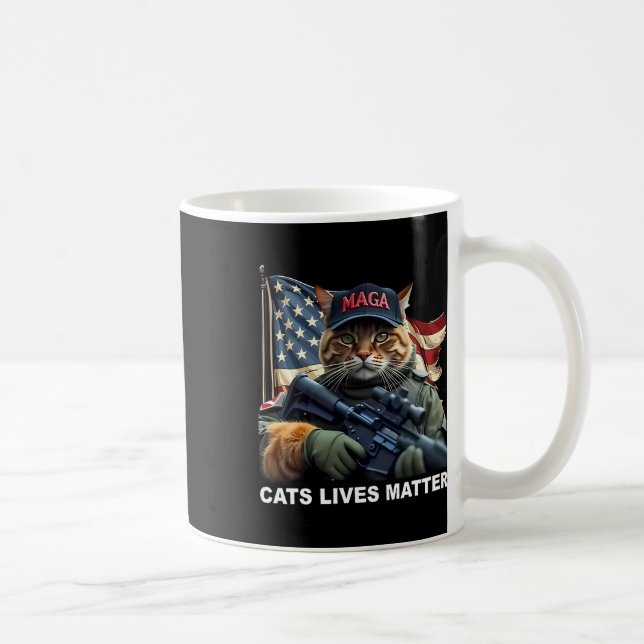 Cats Lives Problem Funny Trump 2024 Cat  Coffee Mug (Right)